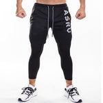 Load image into Gallery viewer, Running Sweatpants Men Shorts And Leggings 2in1 Sportswear Gym Joggers Pants Drawstring Waist Casual Pants Zipper Sport Trousers
