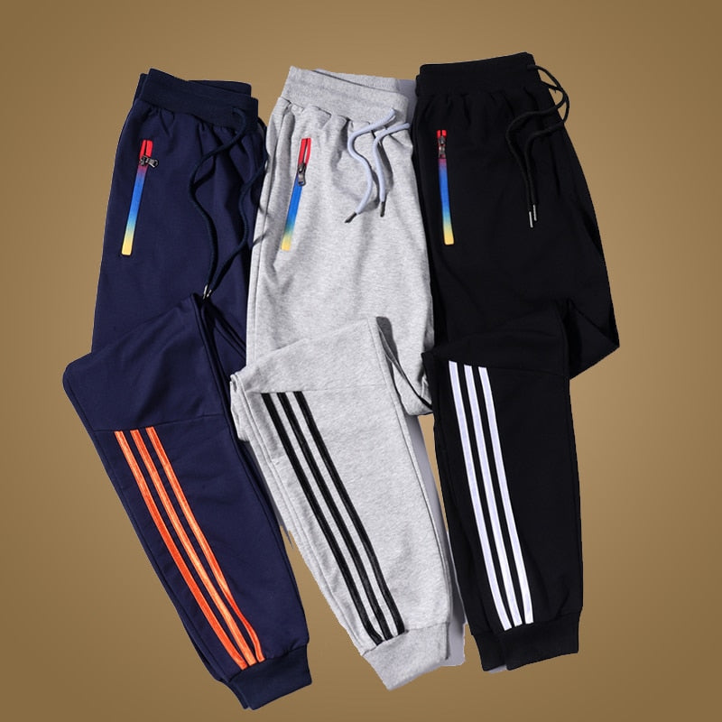 Men Joggers Pants Brand Casual Striped Male Trousers Black Blue Grey Cotton Sweatpants Mens Fitness Workout Pantalon Homme 5XL