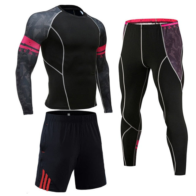 Men's Compression Sportswear Suits Gym Tights Training Clothes Workout Jogging Sports Set Running Rashguard Tracksuit For Men