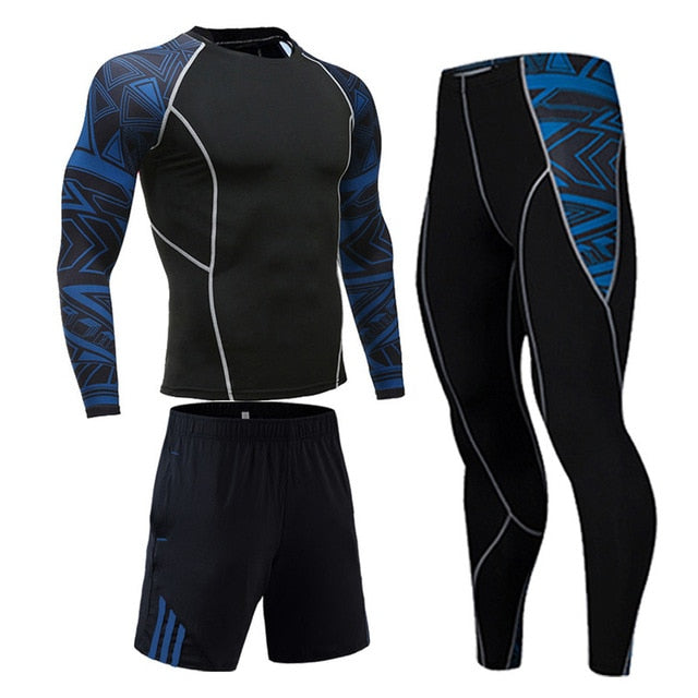 Men's Compression Sportswear Suits Gym Tights Training Clothes Workout Jogging Sports Set Running Rashguard Tracksuit For Men