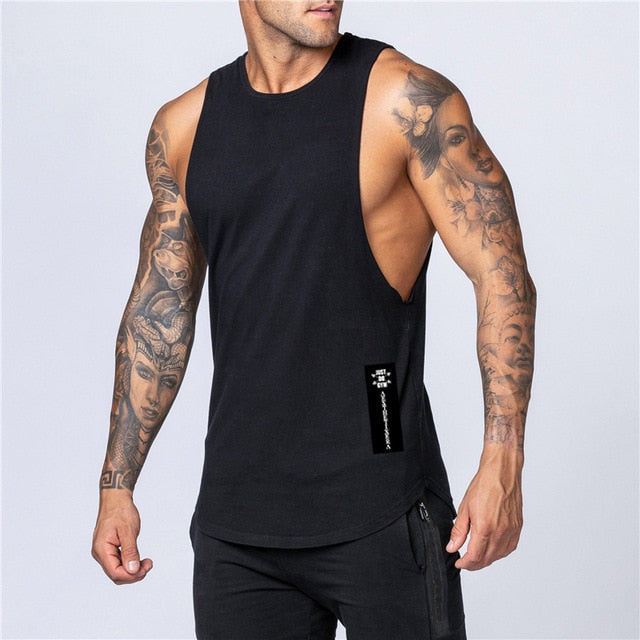 Workout Gym Mens Tank Top Vest Muscle Sleeveless Sportswear Shirt Stringer Fashion Clothing Bodybuilding Singlets Cotton Fitness