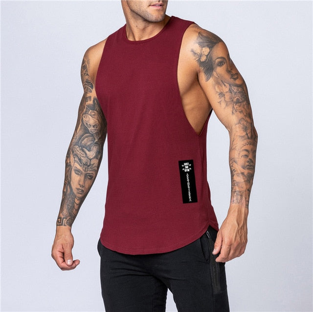 Workout Gym Mens Tank Top Vest Muscle Sleeveless Sportswear Shirt Stringer Fashion Clothing Bodybuilding Singlets Cotton Fitness