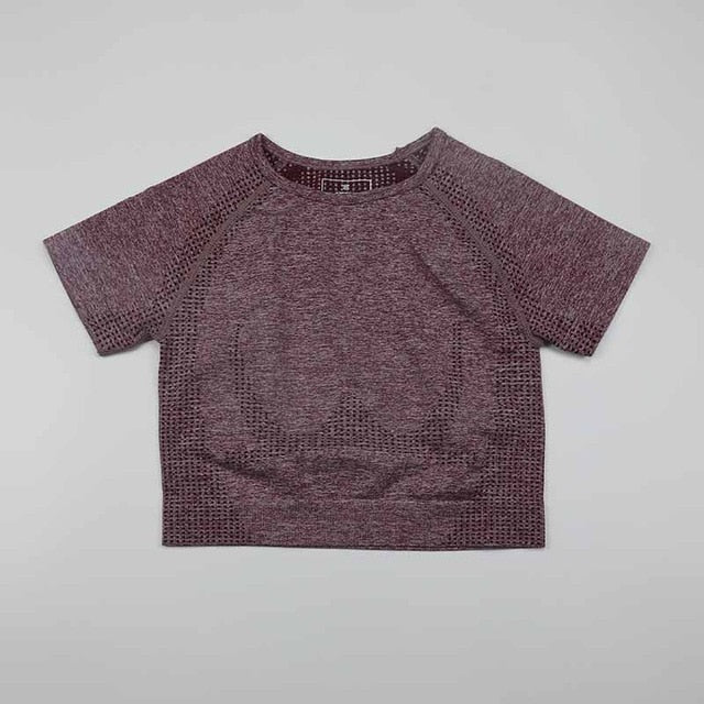 Solid Color Vital Seamless Yoga Shirt Women Fitness Short Sleeve Crop Top Workout Tops Gym Clothes Sportswear Running T-shirts