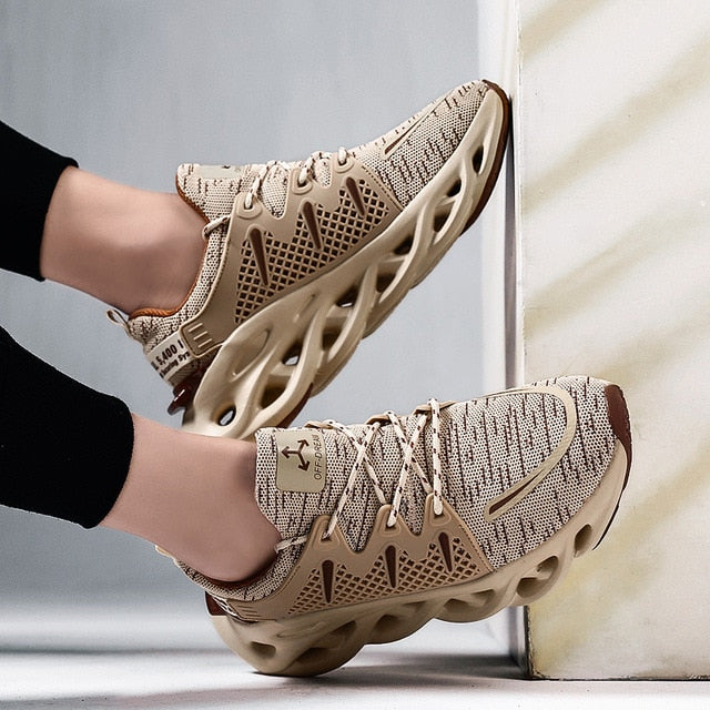 SUROM Running Shoes For Men Summer Sneakers Breathable Mesh Outdoor Sport Shoes Men Increase Black  Upper Lace Up Male Shoes