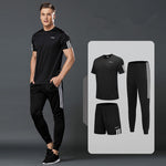 Load image into Gallery viewer, 3 Pcs/Sets Sports T-Shirt Men&#39;s Suits Running Shrits+Sports Shorts+Jogging Pants Mens Sportswear Suit Soccer Play Gym Sets New
