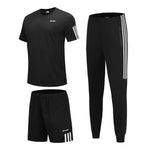 Load image into Gallery viewer, 3 Pcs/Sets Sports T-Shirt Men&#39;s Suits Running Shrits+Sports Shorts+Jogging Pants Mens Sportswear Suit Soccer Play Gym Sets New
