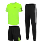 Load image into Gallery viewer, 3 Pcs/Sets Sports T-Shirt Men&#39;s Suits Running Shrits+Sports Shorts+Jogging Pants Mens Sportswear Suit Soccer Play Gym Sets New
