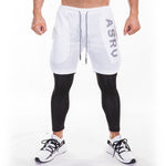 Load image into Gallery viewer, Running Sweatpants Men Shorts And Leggings 2in1 Sportswear Gym Joggers Pants Drawstring Waist Casual Pants Zipper Sport Trousers
