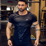 Load image into Gallery viewer, Compression Quick dry T-shirt Men Running Sport Skinny Short Tee Shirt Male Gym Fitness Bodybuilding Workout Black Tops Clothing
