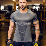 Load image into Gallery viewer, Compression Quick dry T-shirt Men Running Sport Skinny Short Tee Shirt Male Gym Fitness Bodybuilding Workout Black Tops Clothing
