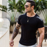Load image into Gallery viewer, Compression Quick dry T-shirt Men Running Sport Skinny Short Tee Shirt Male Gym Fitness Bodybuilding Workout Black Tops Clothing
