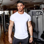 Load image into Gallery viewer, Compression Quick dry T-shirt Men Running Sport Skinny Short Tee Shirt Male Gym Fitness Bodybuilding Workout Black Tops Clothing
