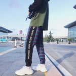 Load image into Gallery viewer, LAPPSTER Men Streetwear Plaid Pants Joggers 2020 Mens Patchwork Blue Sweatpants Ankel-length Cotton Hip Hop Track Pants Trousers
