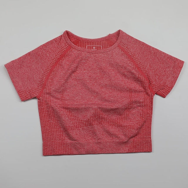 Solid Color Vital Seamless Yoga Shirt Women Fitness Short Sleeve Crop Top Workout Tops Gym Clothes Sportswear Running T-shirts